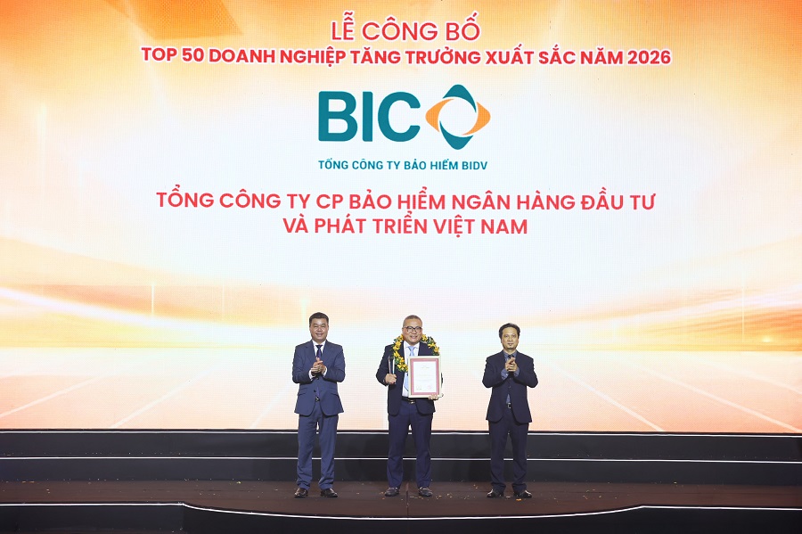 BIC lọt Top 50 doanh nghiệp tăng trưởng xuất sắc Việt Nam năm 2026