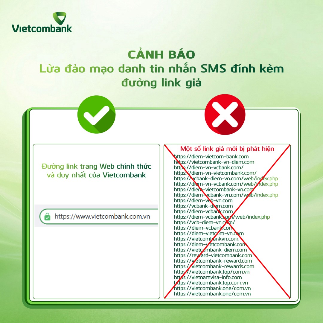 Cảnh báo lừa đảo mạo danh tin nhắn SMS của Vietcombank