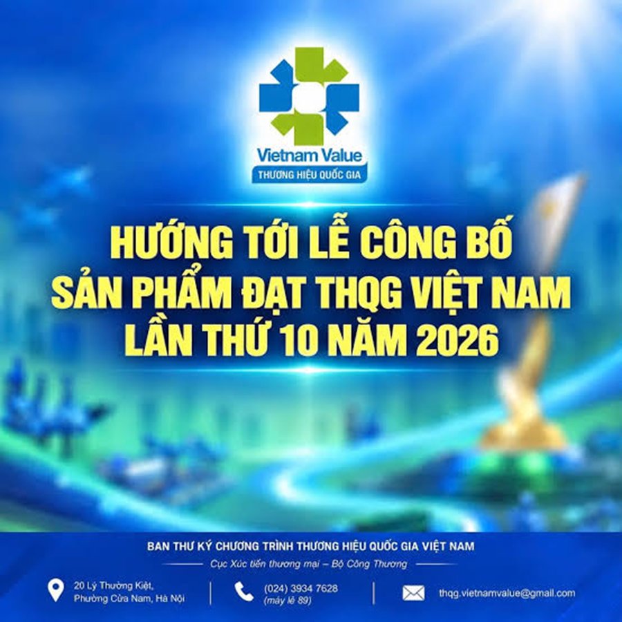 Vinh danh 499 sản phẩm của 227 doanh nghiệp đạt Thương hiệu quốc gia Việt Nam năm 2026