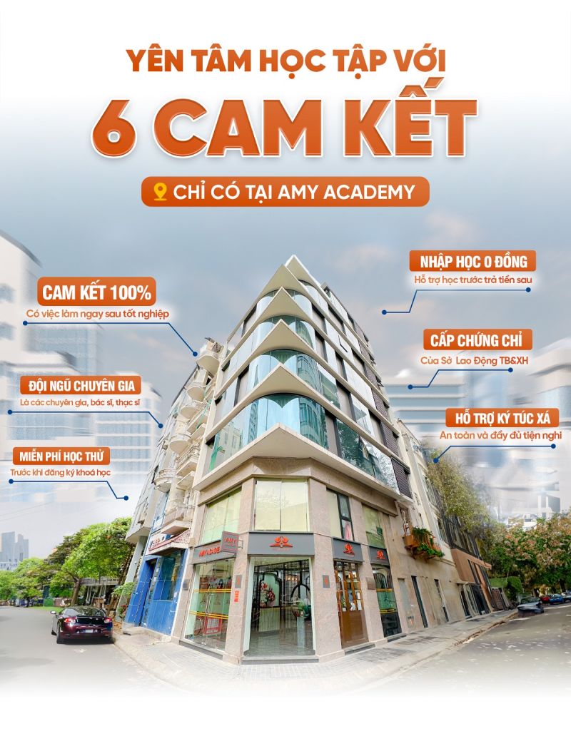 Học viên yên tâm học tập với 6 cam kết chỉ có tại Amy Academy (Ảnh: NVCC).