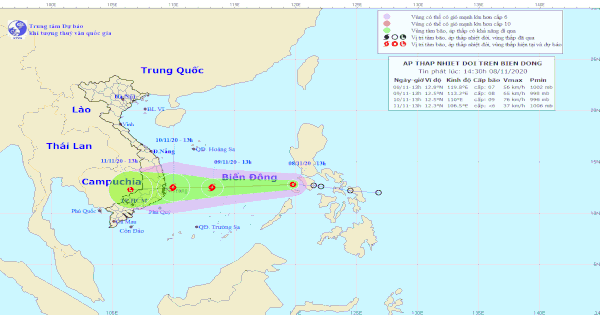 Áp thấp nhiệt đới vào Biển Đông di chuyển rất nhanh
