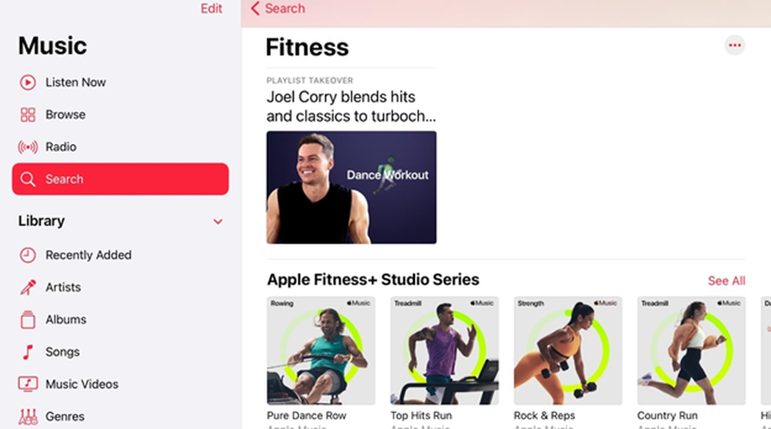 Apple Music quảng bá danh sách phát nổi bật của Apple Fitness+ 