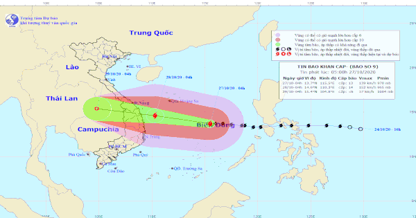 Bão số 9 giật cấp 17 đi vào vùng biển Đà Nẵng đến Phú Yên