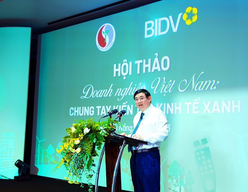 Ảnh 02: Chủ tịch HĐQT BIDV Phan Đức Tú khẳng định, tăng trưởng bền vững, tăng trưởng xanh là các mục tiêu chiến lược quan trọng hàng đầu trong hoạt động của BIDV