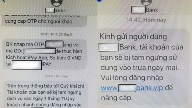 Cảnh giác với tin nhắn lạ ‘gắn mác’ ngân hàng 