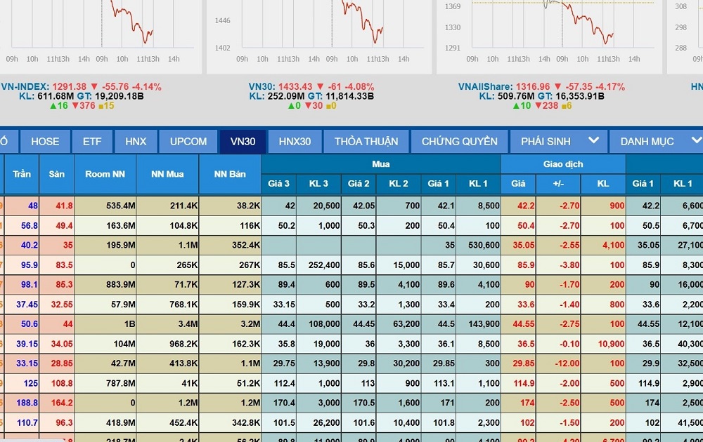 Cổ phiếu bán tháo hàng loạt, VN-Index 'bốc hơi' hơn 70 điểm
