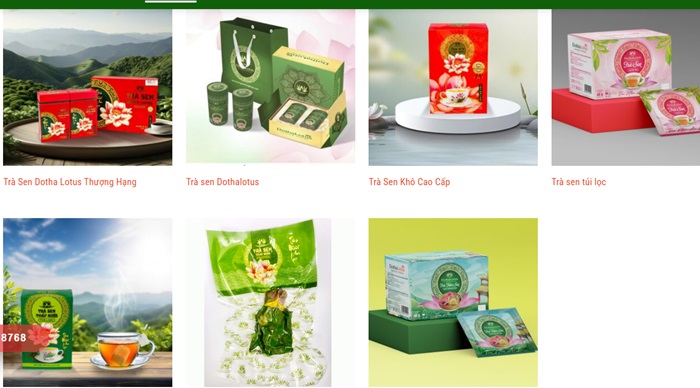 Một số sản phẩm trà sen của Công ty Trách nhiệm hữu hạn sản xuất và thương mại Hương Sen Đồng Tháp