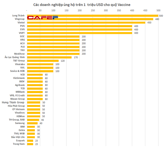 Golf Long Thành, Vingroup, Viettel, PVN, EVN, SCIC...hàng chục doanh nghiệp, ngân hàng, tổ chức, cá nhân đã ủng hộ hơn 6.600 tỷ ngay tại Lễ ra mắt Quỹ vaccine chống Covid-19 - Ảnh 2.