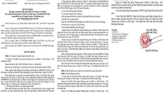 Hà Tĩnh: Công ty Thái Ngọc bị phạt 120 triệu đồng vì khai thác khoáng sản trái phép