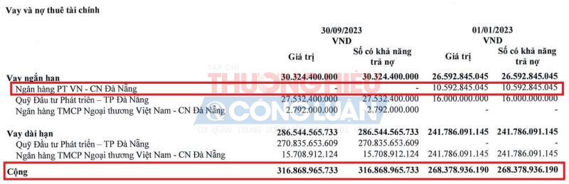 Nguồn: BCTC quý III/2023 tại Cảng Đà Nẵng.