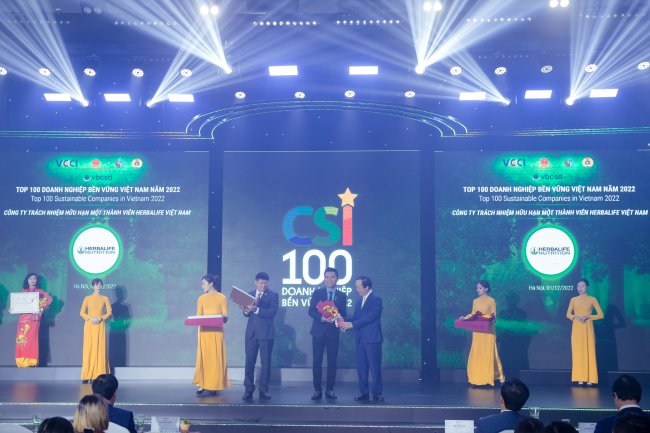 Herbalife Việt Nam được vinh danh top 100 Doanh nghiệp bền vững Việt Nam năm 2022