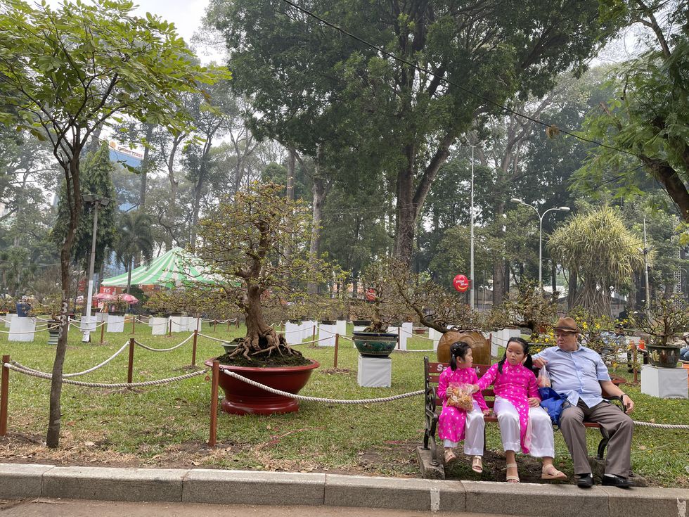 Hội hoa xuân chưa khai mạc, người Sài Gòn xúng xính áo dài đến chụp ảnh Tết - ảnh 3