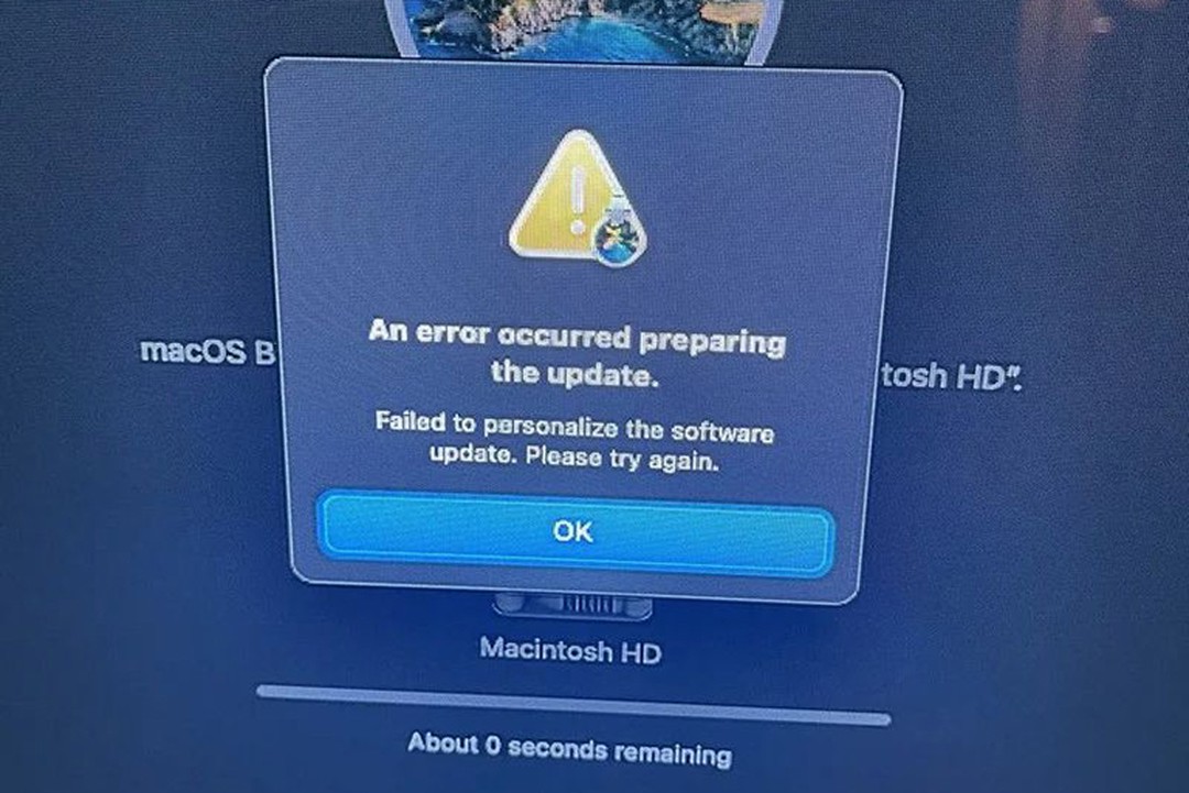 Khôi phục máy Mac Apple Silicon M1 dẫn đến lỗi cài đặt macOS