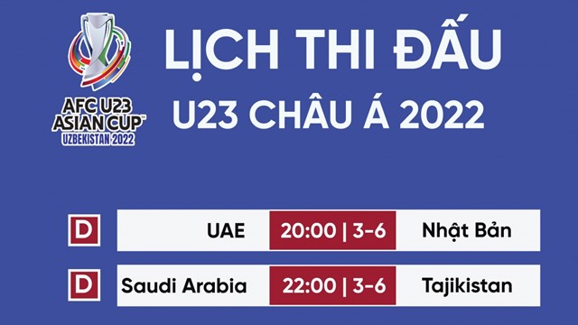 Lịch thi đấu U23 châu Á 2022 ngày 3/6