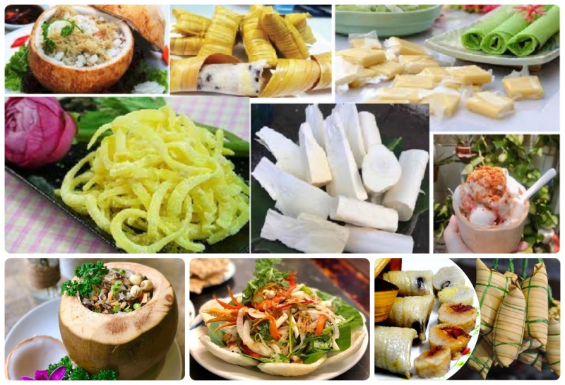 Dừa được sử dụng để thành các nhóm thức ăn như: gỏi, cuốn, chả giò, xào, nấu canh, kho, rang, rim, um, chiên, quay, hấp, nướng, nấu chè, làm bánh, làm kẹo…