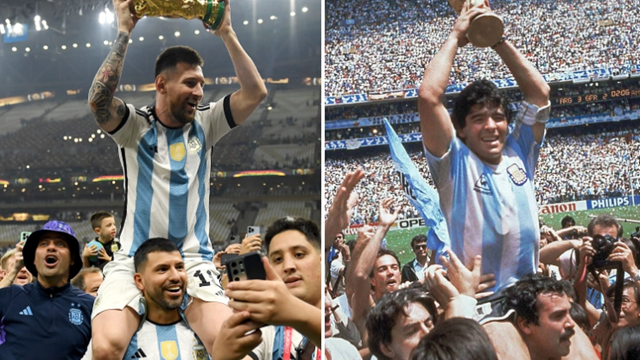 son.Messi recreates legendary Maradona's Cup lifting pose. - Newspaper ...