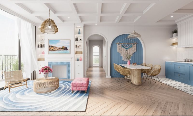 Phong cách thiết kế tươi trẻ, mát mắt cùng layout căn hộ mở thông minh giúp gia chủ cảm thấy thoải mái và tiện nghi Phong cách thiết kế tươi trẻ, mát mắt cùng layout căn hộ mở thông minh giúp gia chủ cảm thấy thoải mái và tiện nghi