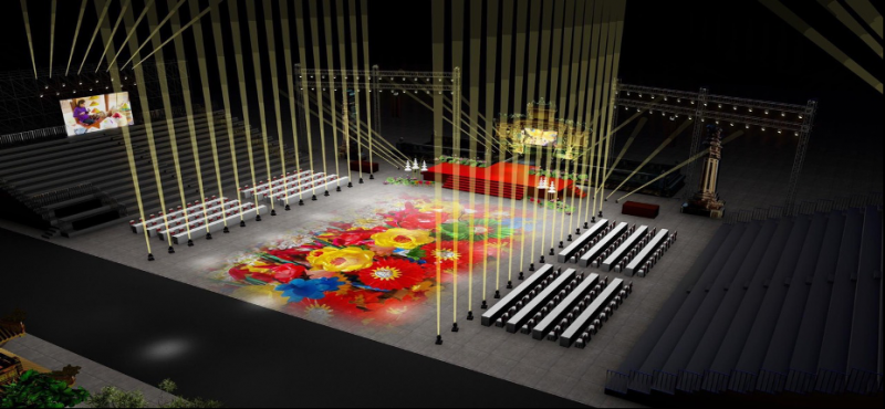 Phối cảnh sân khấu đêm khai mạc Festival Nghề truyền thống Huế 2023