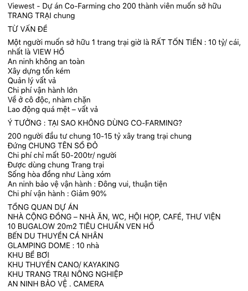 Nở rộ làn sóng kêu gọi chung vốn đầu tư farmstay trên mạng, cẩn trọng “tiền mất tật mang” - Ảnh 1. Nở rộ làn sóng kêu gọi chung vốn đầu tư farmstay trên mạng, cẩn trọng “tiền mất tật mang” - Ảnh 1.