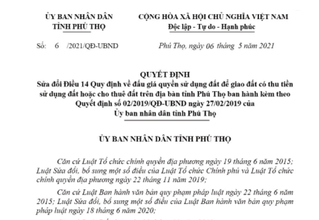 Phú Thọ thay đổi quy định đấu giá đất từ 17/5 - Ảnh 1. Phú Thọ thay đổi quy định đấu giá đất từ 17/5 - Ảnh 1.