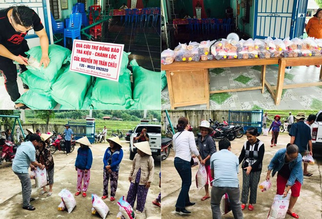 Trân Châu kêu gọi được 1 tấn gạo và các nhu yếu phẩm để hỗ trợ người dân bị ngập lụt tại quê nhà