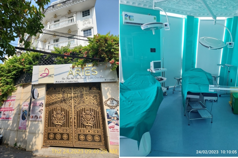 Viện thẩm mỹ Aries tại địa chỉ (số 52 Lê Trực, Phường 7, Quận Bình Thạnh) thực hiện phẫu thuật thẩm mỹ gây tai biến cho khách hàng.
