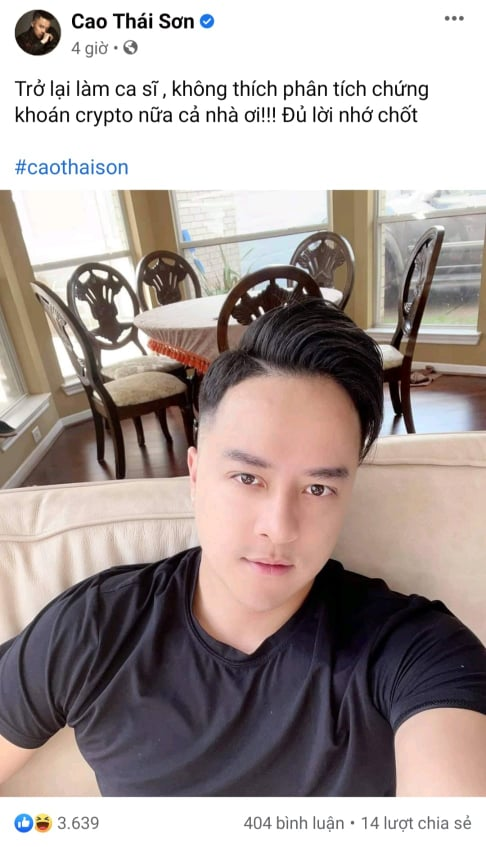 Thắng lớn từ Dogecoin và Shibacoin, ca sĩ Cao Thái Sơn quyết định trích một phần lợi nhuận làm từ thiện - Ảnh 1. Thắng lớn từ Dogecoin và Shibacoin, ca sĩ Cao Thái Sơn quyết định trích một phần lợi nhuận làm từ thiện - Ảnh 1.
