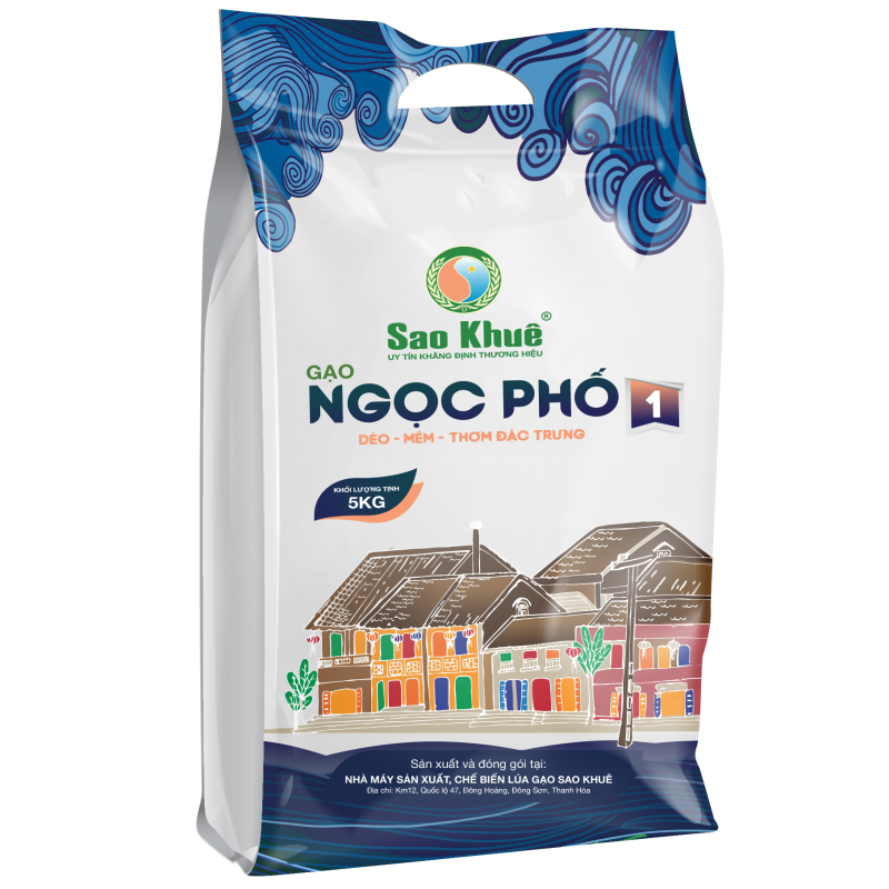 Sản phẩm gạo tẻ Ngọc Phố, Công ty CP Sao Khuê, xã Đông Hoàng, huyện Đông Sơn.