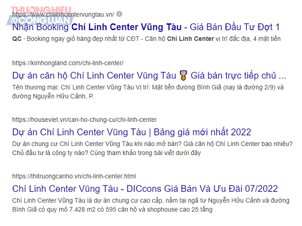 Hàng loạt website đang quảng cáo, rao bán dự án Căn hộ Chí Linh Center. Ảnh: Chụp màn hình.