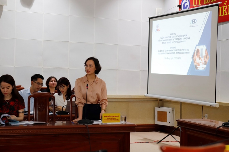 Bà Nguyễn Thị Bích Thủy, Phó Trưởng phòng phụ trách, Phòng Triển khai các hoạt động hỗ trợ DNNVV.