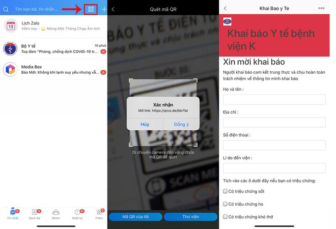 Các bước để thực hiện khai báo y tế trực tuyến qua Zalo