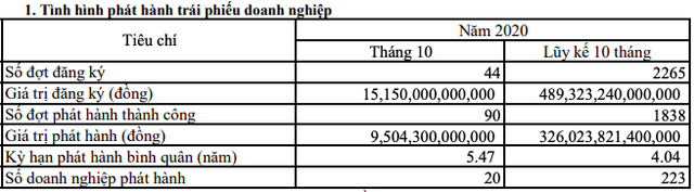 Trái phiếu hãm phanh sau Nghị định mới: Tổng giá trị phát hành tháng 10 tiếp tục giảm về 9.504 tỷ đồng - Ảnh 1.