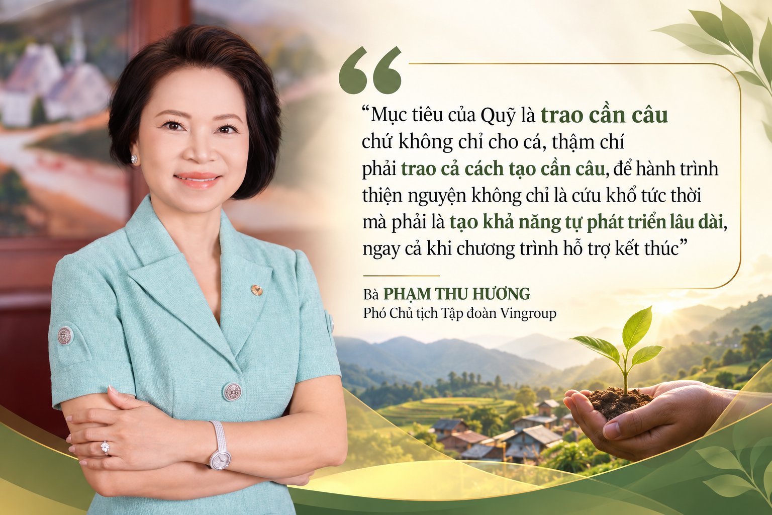 Tỷ phú Phạm Thu Hương tiết lộ cách để tiền từ thiện thành “chuỗi tự sinh giá trị”
