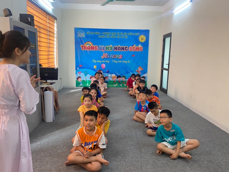 Hè năm 2023, Trung tâm Công tác xã hội tỉnh Quảng Ninh triển khai thí điểm hoạt động trang bị kỹ năng sống cho trẻ em.