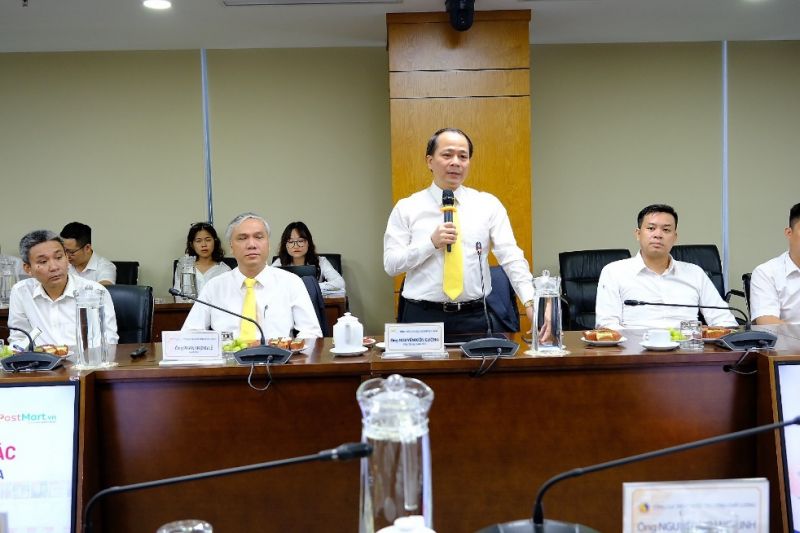 Ông Nguyễn Kiên Cường - Phó Tổng giám đốc Vietnam Post phát biểu tại lễ ký kết hợp tác Ông Nguyễn Kiên Cường - Phó Tổng giám đốc Vietnam Post phát biểu tại lễ ký kết hợp tác